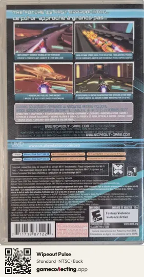 Wipeout Pulse PlayStation Portable, NTSC box back