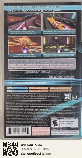 Wipeout Pulse PlayStation Portable, NTSC box back