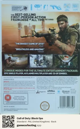 Call of Duty: Black Ops Nintendo Wii, United Kingdom box back