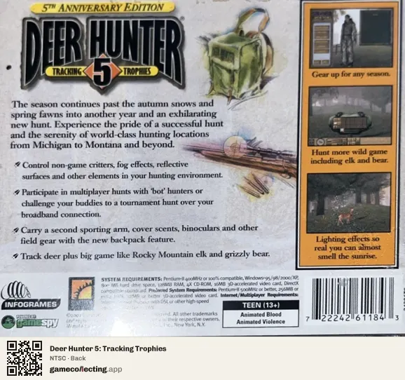 Deer Hunter 5: Tracking Trophies Computer, NTSC box back