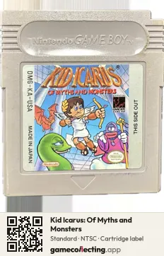 Kid Icarus: Of Myths and Monsters Game Boy, NTSC cartridge label