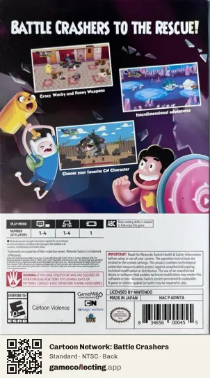 Cartoon Network: Battle Crashers Nintendo Switch, NTSC box back