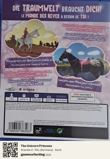 The Unicorn Princess PlayStation 4, Germany box back