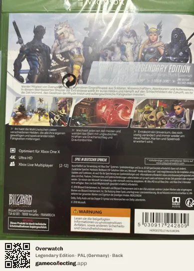 Overwatch Xbox One, Germany box back