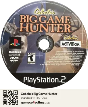 Cabela's Big Game Hunter PlayStation 2, NTSC disc