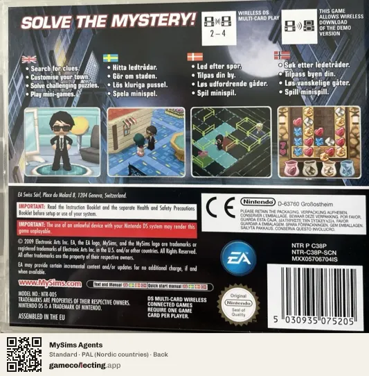 MySims Agents Nintendo DS, Nordic countries box back