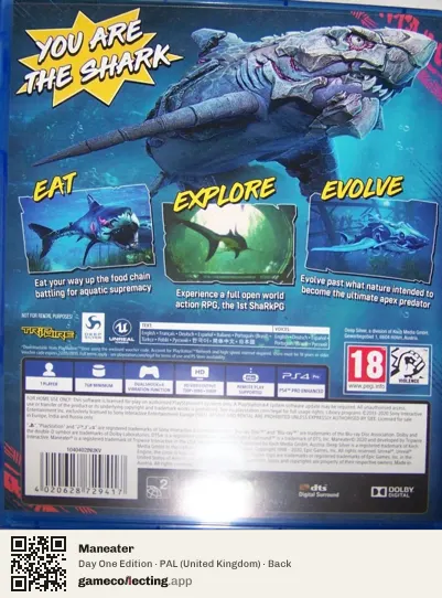 Maneater PlayStation 4, United Kingdom box back