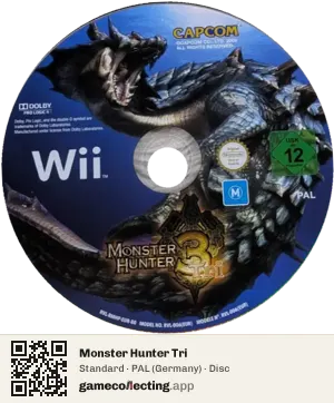 Monster Hunter Tri Nintendo Wii, PAL disc