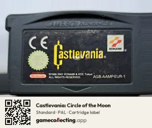 Castlevania: Circle of the Moon Game Boy Advance, PAL cartridge label