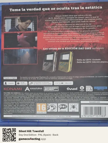 Silent Hill: Townfall PlayStation 5, Spain box back