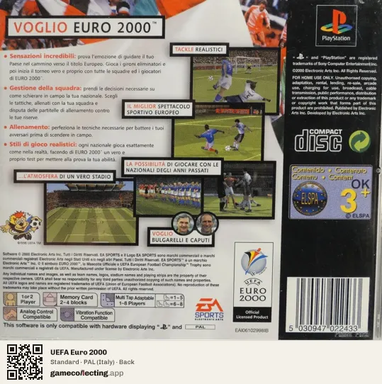 UEFA Euro 2000 PlayStation, Italy box back