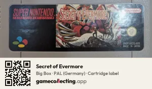 Secret of Evermore Super Nintendo Entertainment System, PAL cartridge label