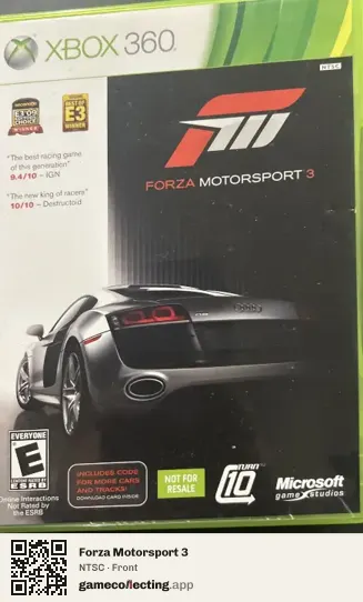 Forza Motorsport 3 Xbox 360, NTSC box front