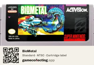 BioMetal Super Nintendo Entertainment System, NTSC cartridge label