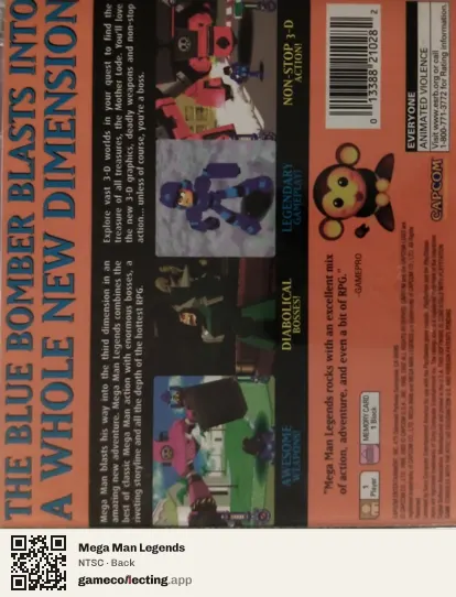 Mega Man Legends PlayStation, NTSC box back