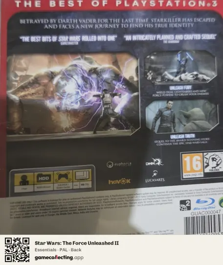Star Wars: The Force Unleashed II PlayStation 3, PAL box back