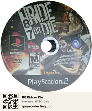187 Ride or Die PlayStation 2, NTSC disc