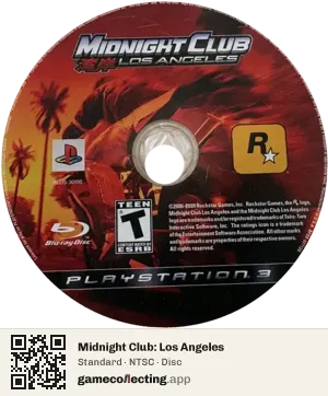 Midnight Club: Los Angeles PlayStation 3, NTSC disc