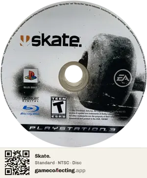 Skate. PlayStation 3, NTSC disc