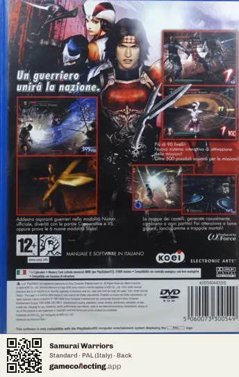 Samurai Warriors PlayStation 2, Italy box back