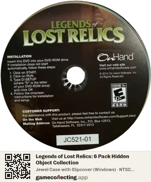 Legends of Lost Relics: 6 Pack Hidden Object Collection Computer, NTSC disc