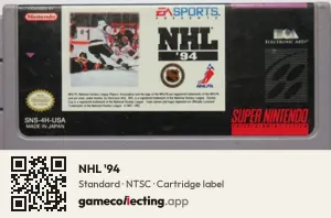 NHL '94 Super Nintendo Entertainment System, NTSC cartridge label