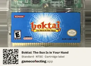 Boktai: The Sun Is in Your Hand Game Boy Advance, NTSC cartridge label