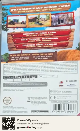 Farmer's Dynasty Nintendo Switch, Germany box back