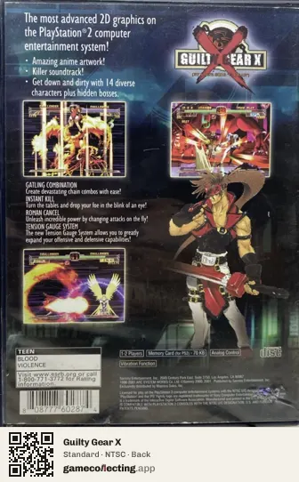 Guilty Gear X PlayStation 2, NTSC box back