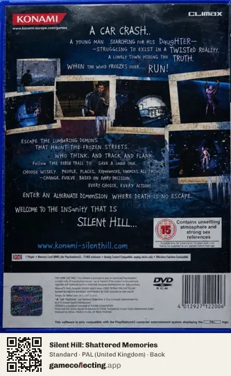 Silent Hill: Shattered Memories PlayStation 2, United Kingdom box back