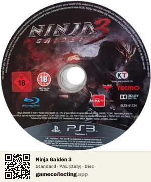Ninja Gaiden 3 PlayStation 3, PAL disc
