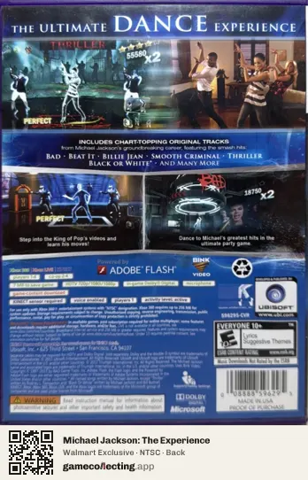 Michael Jackson: The Experience Xbox 360, NTSC box back