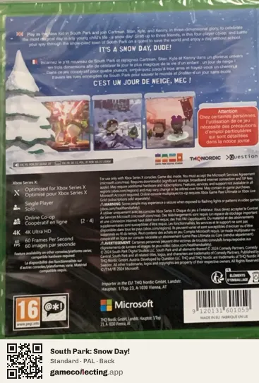 South Park: Snow Day! Xbox Series X, PAL box back