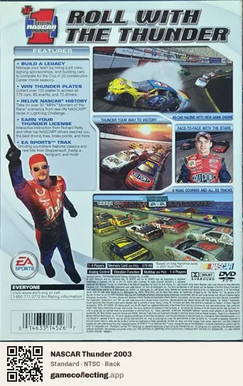 NASCAR Thunder 2003 PlayStation 2, NTSC box back