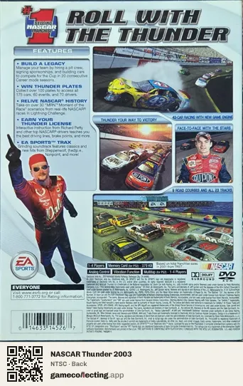 NASCAR Thunder 2003 PlayStation 2, NTSC box back