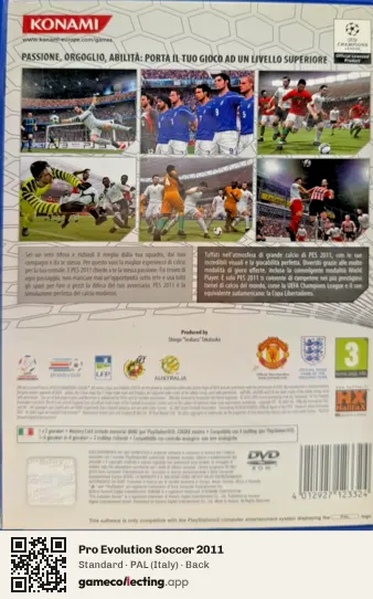 Pro Evolution Soccer 2011 PlayStation 2, Italy box back