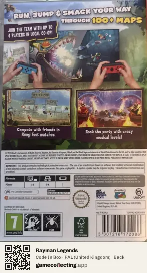 Rayman Legends Nintendo Switch, United Kingdom box back