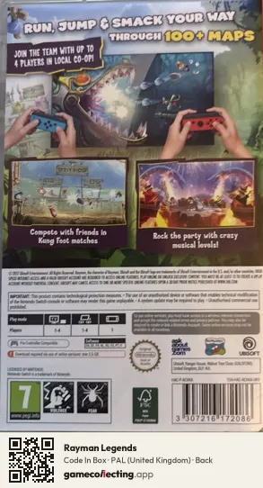 Rayman Legends Nintendo Switch, United Kingdom box back