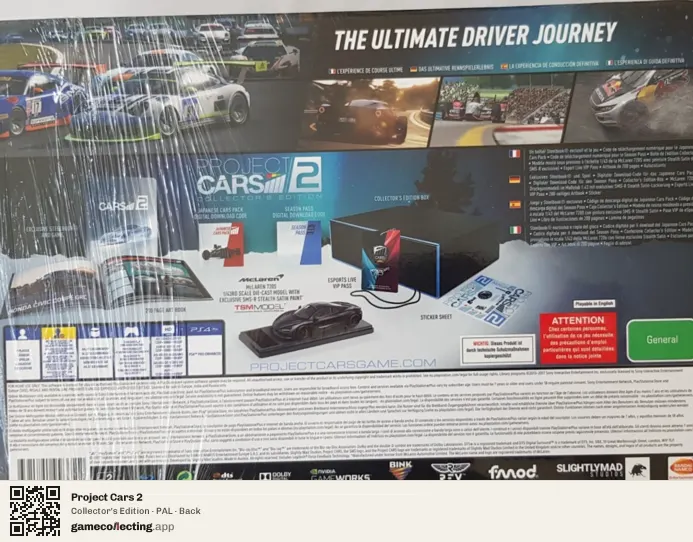 Project Cars 2 PlayStation 4, PAL box back