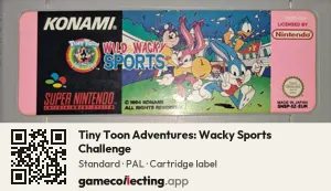 Tiny Toon Adventures: Wacky Sports Challenge Super Nintendo Entertainment System, PAL cartridge label