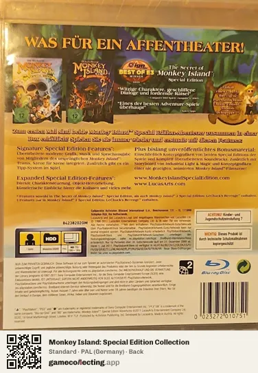 Monkey Island: Special Edition Collection PlayStation 3, Germany box back