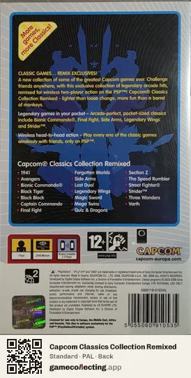Capcom Classics Collection Remixed PlayStation Portable, PAL box back