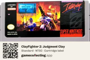 ClayFighter 2: Judgment Clay Super Nintendo Entertainment System, NTSC cartridge label