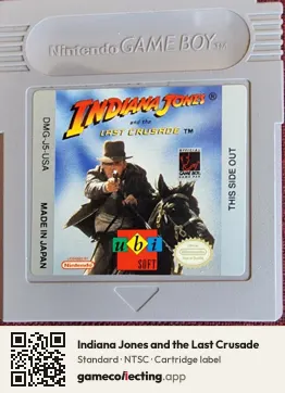 Indiana Jones and the Last Crusade Game Boy, NTSC cartridge label