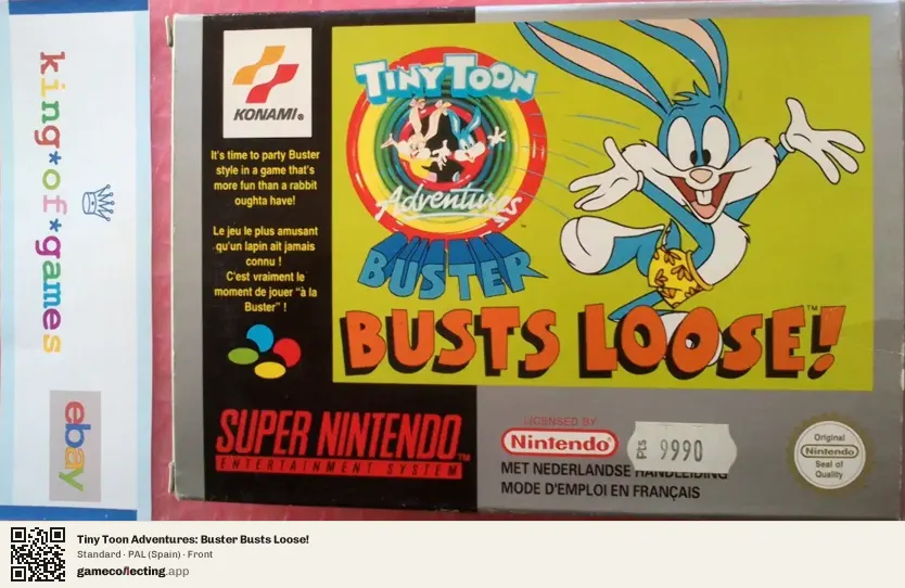 Tiny Toon Adventures: Buster Busts Loose! Super Nintendo Entertainment System, Spain box front