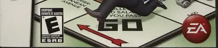 Monopoly, the ESRB box on its front