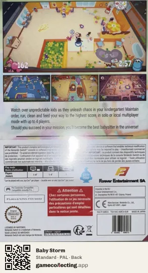 Baby Storm Nintendo Switch, PAL box back