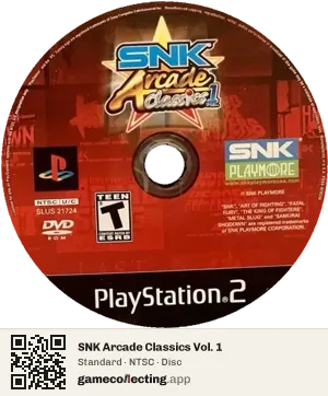 SNK Arcade Classics Vol. 1 PlayStation 2, NTSC disc