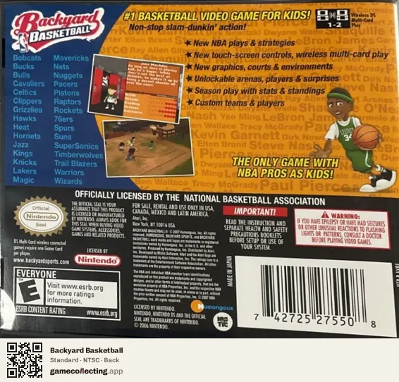 Backyard Basketball Nintendo DS, NTSC box back