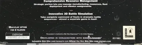 Star Wars: Rebellion, the ESRB box on its front